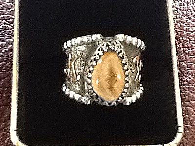 elk ivory silver ring